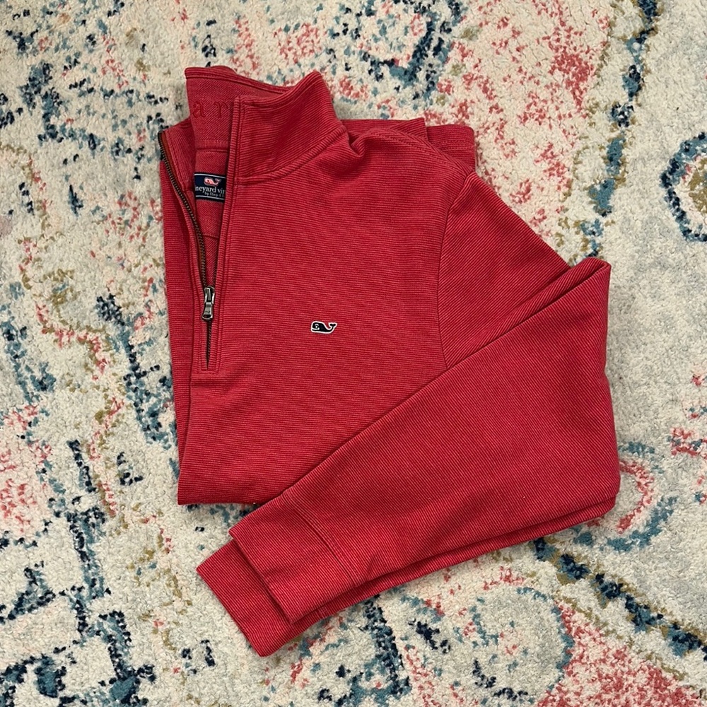 Men’s Vineyard Vines Red Quarter Zip Sweater Men’s Size Medium NWOT